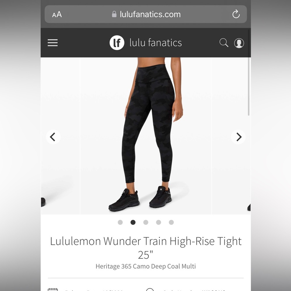 Lululemon Wunder Train high rise tight 25” deep coal multi